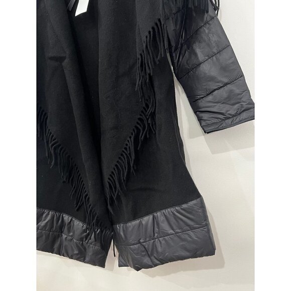 NWT SEVENTY VENEZIA Made In Italy OneSize Black Wool Blend Fringe Cardigan - Picture 2 of 9